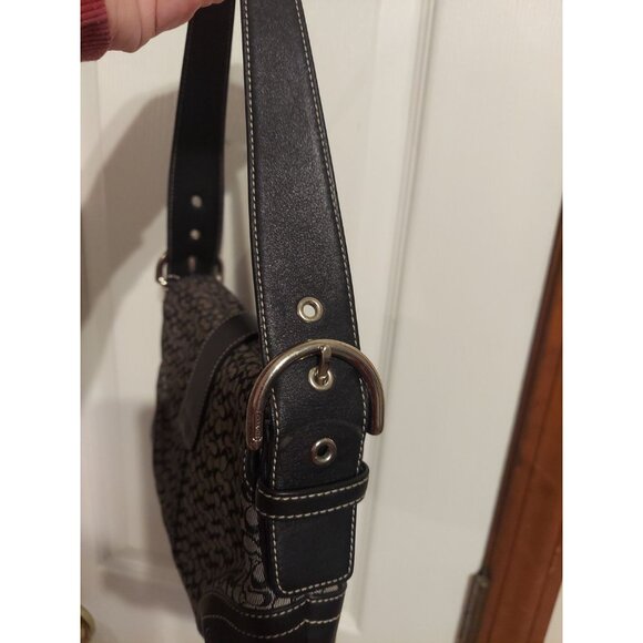 Coach Vintage Soho Black & Grey Signature C & Black Leather Shoulder Bag 6818 - Picture 15 of 16